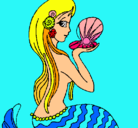 Dibujo Sirena y perla pintado por leopardowa