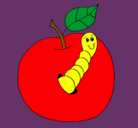 Dibujo Manzana con gusano pintado por marifer