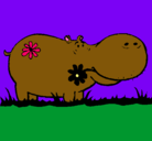 Dibujo Hipopótamo con flores pintado por eneko