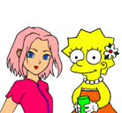 Dibujo Sakura y Lisa pintado por isabelita