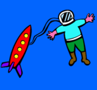 Dibujo Cohete y astronauta pintado por nachito