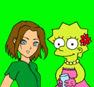 Dibujo Sakura y Lisa pintado por matiasXD