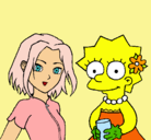 Dibujo Sakura y Lisa pintado por andy