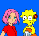 Dibujo Sakura y Lisa pintado por jejejejejejeje