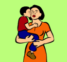 Dibujo Beso maternal pintado por Banessa