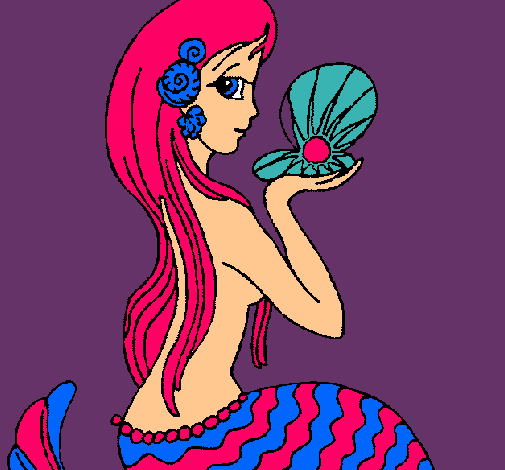 Dibujo Sirena y perla pintado por anyta