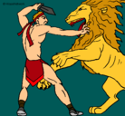 Dibujo Gladiador contra león pintado por enmanuel