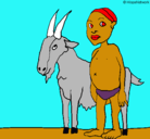 Dibujo Cabra y niño africano pintado por NATALIAGU