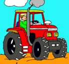 Dibujo Tractor en funcionamiento pintado por mario