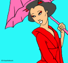 Dibujo Geisha con paraguas pintado por kristel
