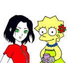 Dibujo Sakura y Lisa pintado por chantarel