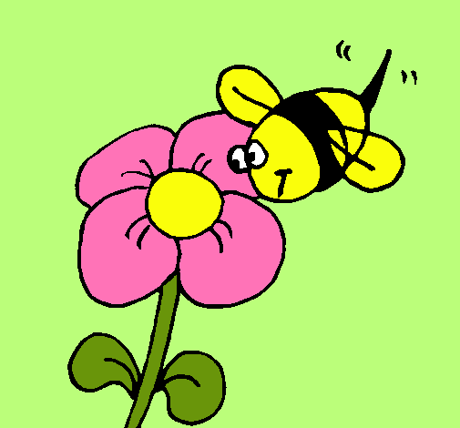 Abeja y flor