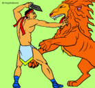 Dibujo Gladiador contra león pintado por nazz