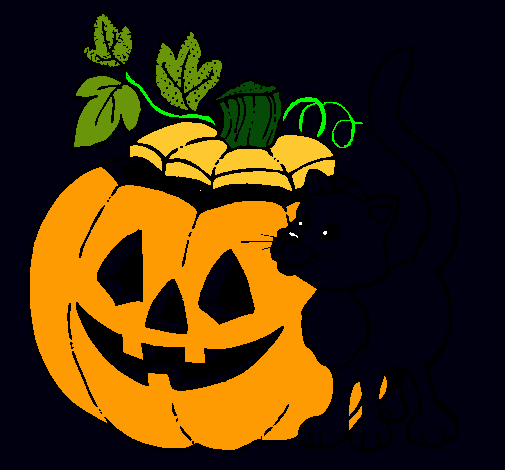 Calabaza y gato