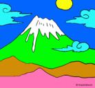 Dibujo Monte Fuji pintado por mar