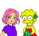 Dibujo Sakura y Lisa pintado por sara