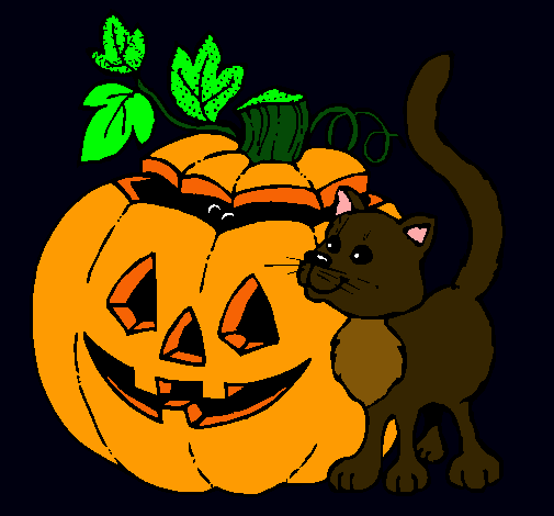 Calabaza y gato