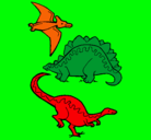Dibujo Tres clases de dinosaurios pintado por GIACOMO