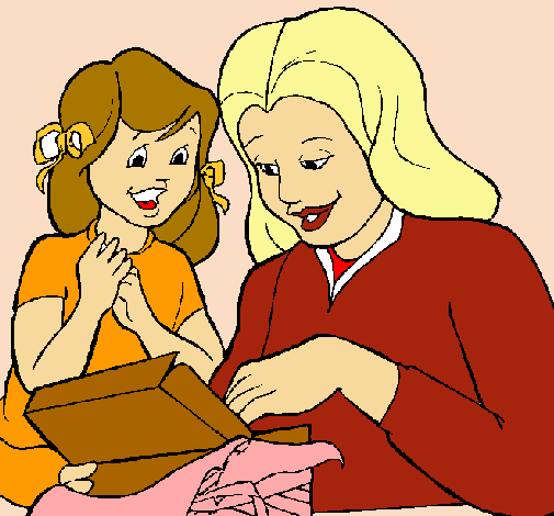 Dibujo Madre e hija pintado por fany