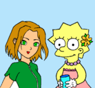 Dibujo Sakura y Lisa pintado por pooh