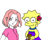 Dibujo Sakura y Lisa pintado por melanie