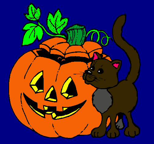 Calabaza y gato