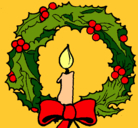 Dibujo Corona de navidad y una vela pintado por Maribel
