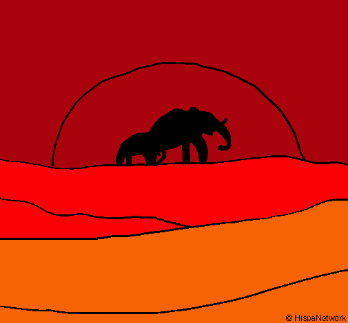 Elefante en el amanecer