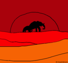 Dibujo Elefante en el amanecer pintado por adriana