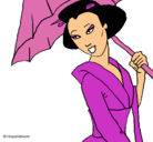 Dibujo Geisha con paraguas pintado por anais