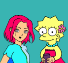 Dibujo Sakura y Lisa pintado por Elizabeth