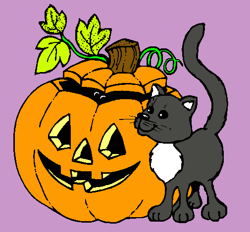 Calabaza y gato