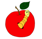 Dibujo Manzana con gusano pintado por FRANCELIS