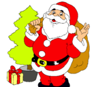 Dibujo Santa Claus y un árbol de navidad pintado por carla del real