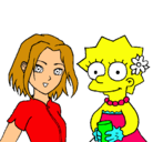Dibujo Sakura y Lisa pintado por mkmkmkmkmkmkmk