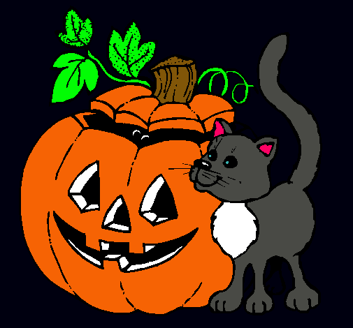 Calabaza y gato