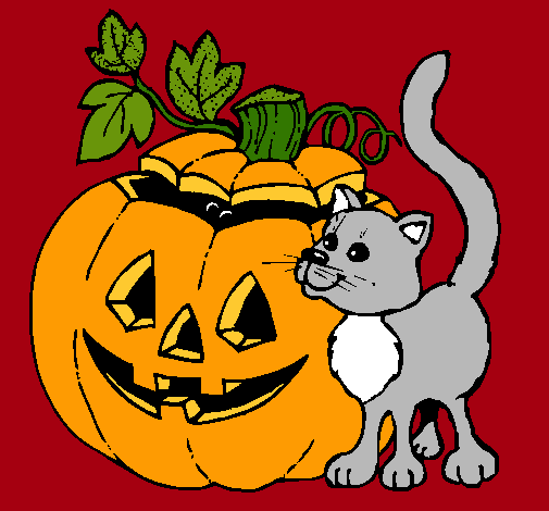 Calabaza y gato