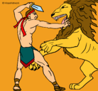 Dibujo Gladiador contra león pintado por jhose