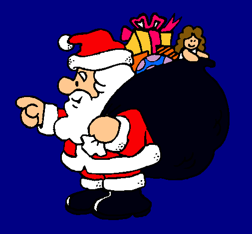 Papa Noel con el saco de regalos