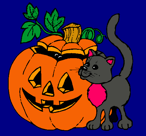 Calabaza y gato