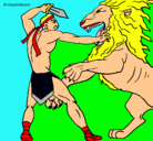 Dibujo Gladiador contra león pintado por AnToN 