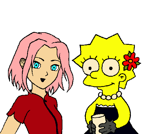 Dibujo Sakura y Lisa pintado por kichyta