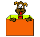 Dibujo Perro dentro de caja pintado por SOPHIA
