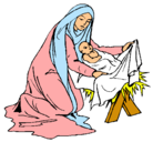 Dibujo Nacimiento del niño Jesús pintado por topete