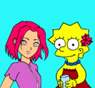 Dibujo Sakura y Lisa pintado por zarro