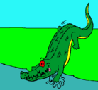 Dibujo Aligátor entrando al agua pintado por osvaldo