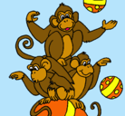 Dibujo Monos haciendo malabares pintado por vanesa