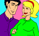 Dibujo Padre y madre pintado por embarazo