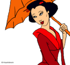 Dibujo Geisha con paraguas pintado por karlag