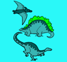 Dibujo Tres clases de dinosaurios pintado por lalo